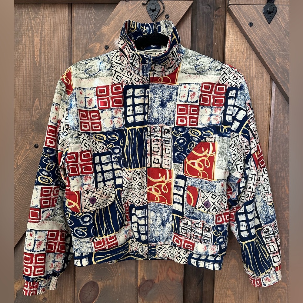 Oleg Cassini Multicolor Patchwork Jacket - image 2